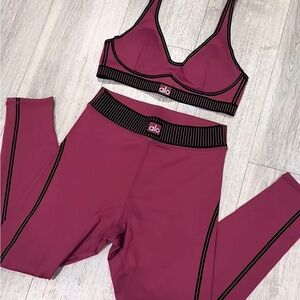 ALO Yoga Plum Sports Bra and Leggings Set